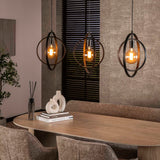 Hængelampe Industriel - sort - rundt metal - Otan 3-light