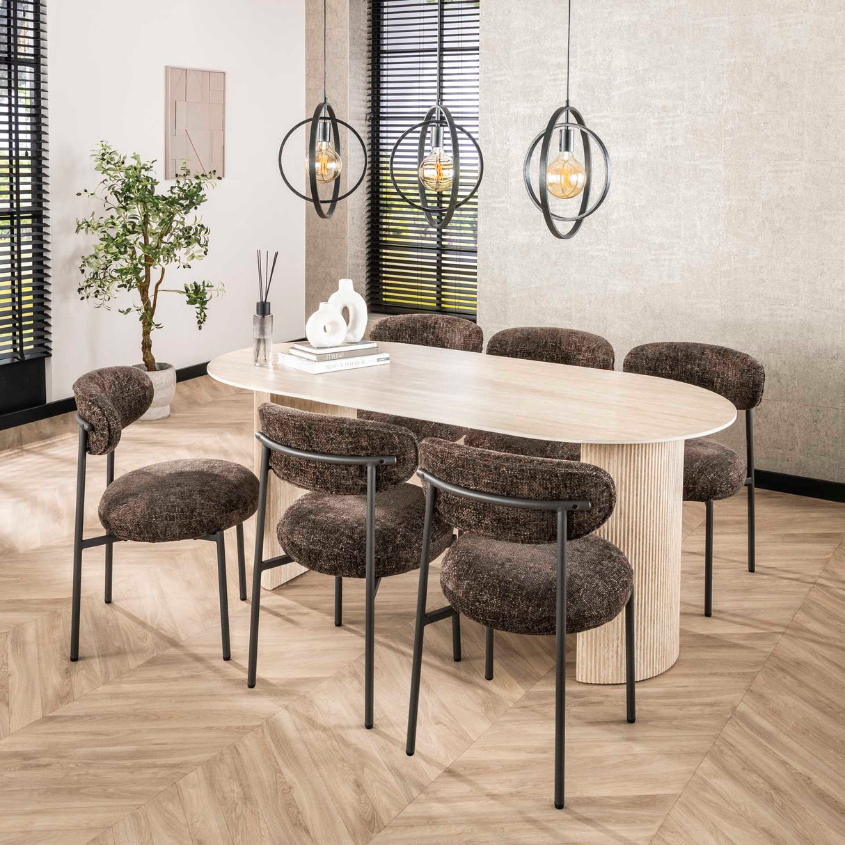 Hængelampe Industriel - sort - rundt metal - Otan 3-light