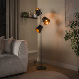 Gulvlampe 3-lysebrun metal Carta