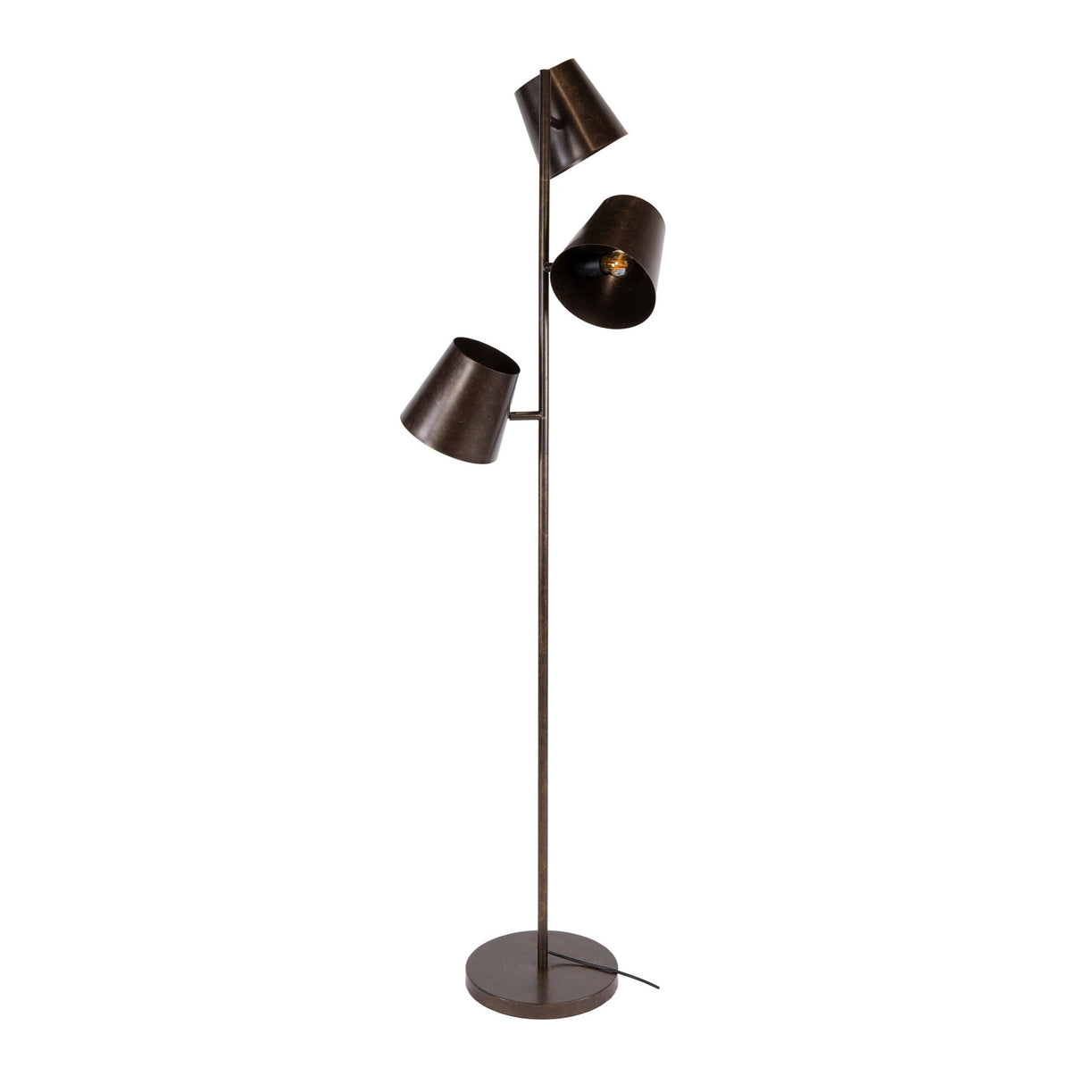 Gulvlampe 3-lysebrun metal Carta