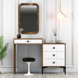 Kommode Toiletbord Lizbon Valnød Hvid Melamin 124x84,7x40 cm