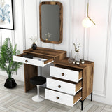 Kommode Toiletbord Lizbon Valnød Hvid Melamin 124x84,7x40 cm