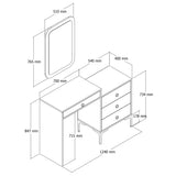 Kommode Toiletbord Lizbon Valnød Hvid Melamin 124x84,7x40 cm