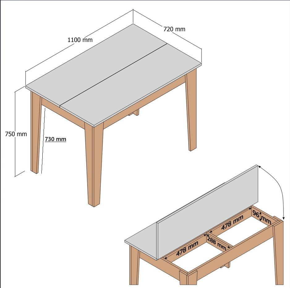 Kiev keukentafel walnootlook 110 cm Melamine gecoat houtcomposiet