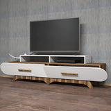 TV Meubels - TV Meubel Flora Walnoot Wit Melamine 205x50x36,8 cm - Dimehouse
