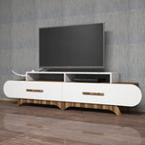 TV Meubels - TV Meubel Flora Walnoot Wit Melamine 205x50x36,8 cm - Dimehouse