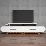TV Meubels - TV Meubel Flora Walnoot Wit Melamine 205x50x36,8 cm - Dimehouse