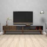 TV Meubels - TV Meubel Milan Walnoot Zwart Melamine 180x40x35 cm - Dimehouse