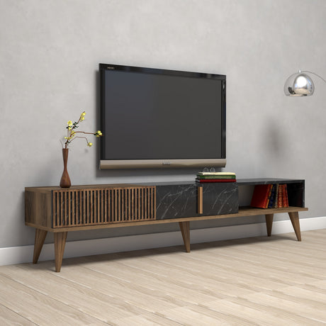 TV Møbel Milan Valnød Sort Melamin 180x40x35 cm
