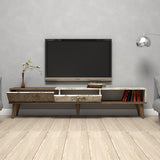 TV Meubels - TV Meubel Milan Walnoot Wit Marmer Melamine 180x40x35 cm - Dimehouse