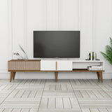 TV Meubels - TV Meubel Milan Alt Walnoot Wit Melamine 180x40x35 cm - Dimehouse