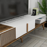 TV Meubels - TV Meubel Milan Alt Walnoot Wit Melamine 180x40x35 cm - Dimehouse