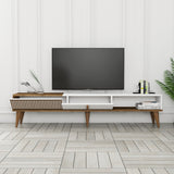 TV Meubels - TV Meubel Milan Alt Walnoot Wit Melamine 180x40x35 cm - Dimehouse