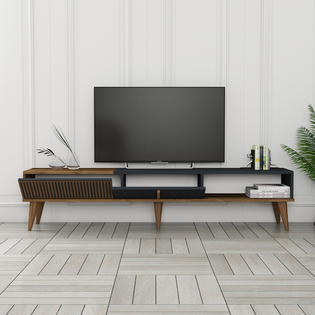 TV Møbler Milan Alt Valnød Antracit Melamin 180x40x35 cm