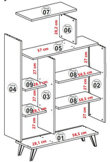Skandinavisk reol hvid melamin Form 90x132x32 cm