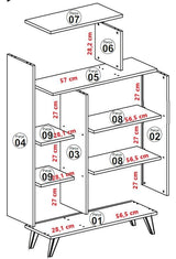 Skandinavisk reol hvid melamin Form 90x132x32 cm