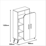 Skandinavisk reol valnød hvid melamin Form 90x132x32 cm