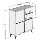Wandkasten - Wandkast Pulse Wit Walnoot Melamine 100x115x30 cm - Dimehouse