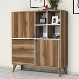 Wandkasten - Wandkast Pulse Walnoot Wit Melamine 100x115x30 cm - Dimehouse