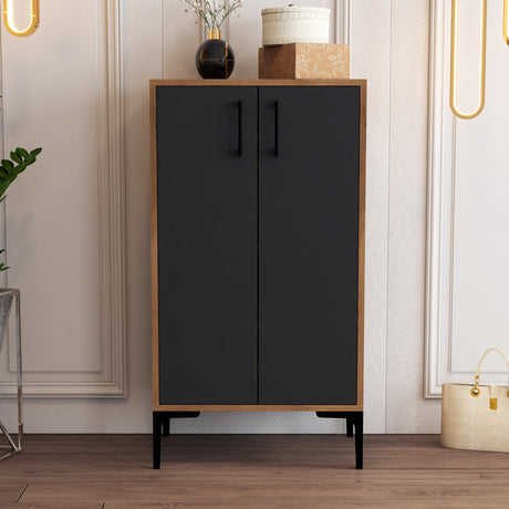 Skoskab Prag Valnød Antracit Melamin 60x111x35 cm