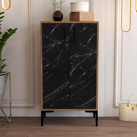 Skoskab Prag Valnød Sort Melamin 60x111x35 cm