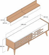 TV Meubels - TV Meubel Set Valensiya Walnoot Wit Melamine 140x35x45 cm - Dimehouse