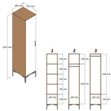 Garderobe Kumual R Valnød Antracit Melamin 40x47,5x201,4 cm