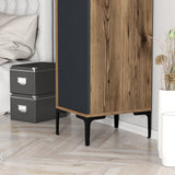 Kledingkasten - Kledingkast Kumual S Walnoot Antraciet Melamine 40x47,5x201,4 cm - Dimehouse
