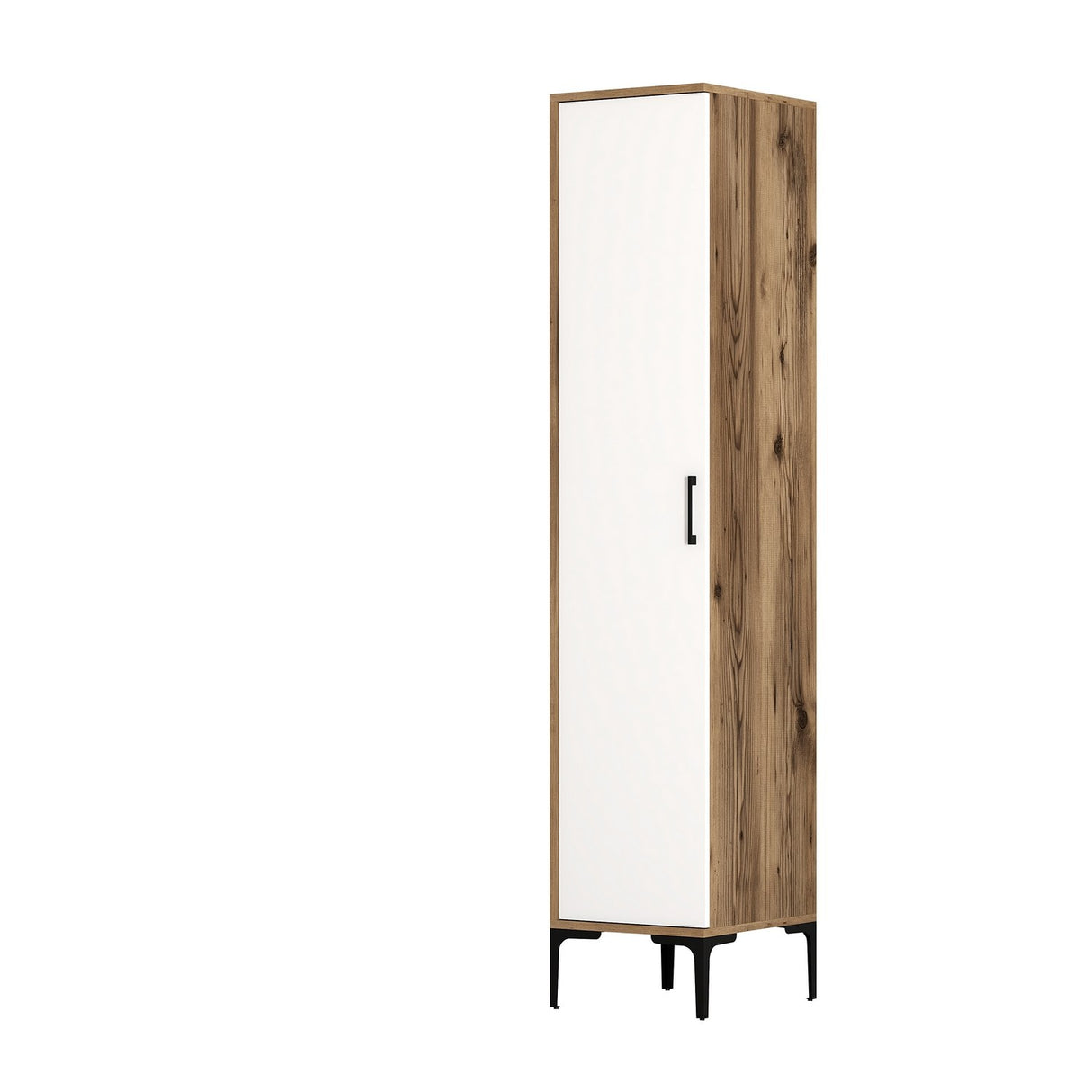 Kledingkasten - Kledingkast Kumual S Walnoot Wit Melamine 40x47,5x201,4 cm - Dimehouse