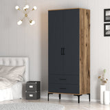 Garderobe Kumsal T Valnød Antracit Melamin 80x47,5x201,4 cm