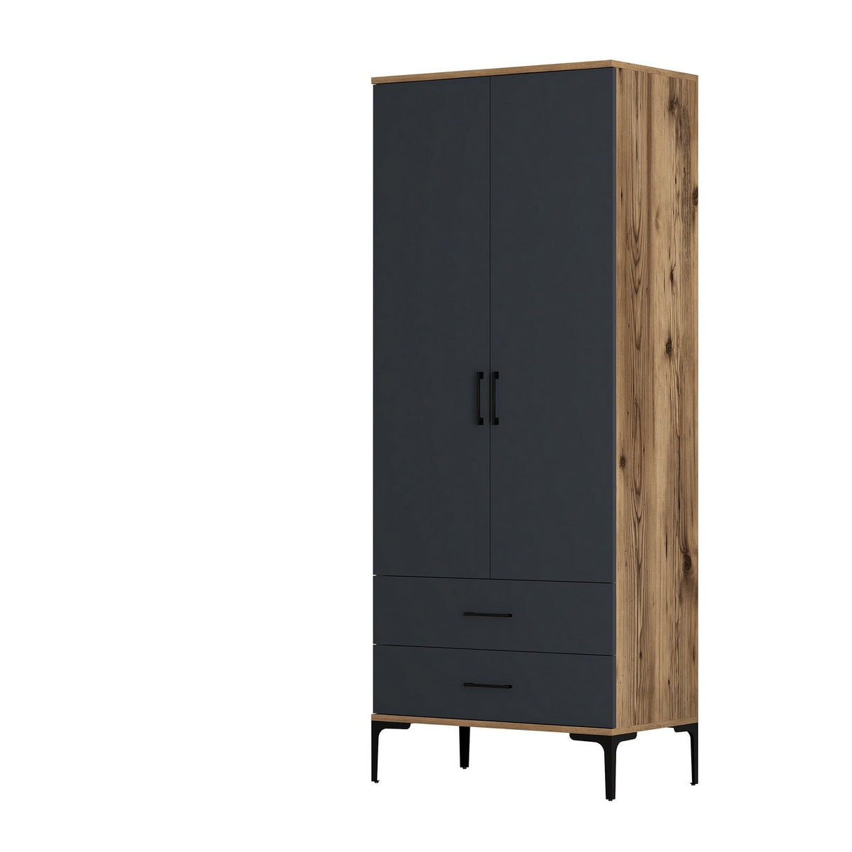 Garderobe Kumsal T Valnød Antracit Melamin 80x47,5x201,4 cm