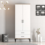 Garderobe Kumsal T Valnød Hvid Melamin 80x47,5x201,4 cm