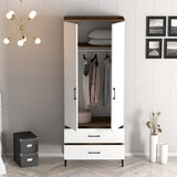 Garderobe Kumsal T Valnød Hvid Melamin 80x47,5x201,4 cm