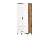 Garderobe Kumsal T Valnød Hvid Melamin 80x47,5x201,4 cm