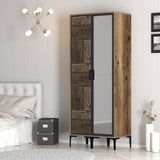 Kledingkasten - Kledingkast Kumsal PR Walnoot Antraciet Melamine 80x47,5x201,4 cm - Dimehouse