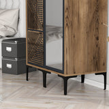 Kledingkasten - Kledingkast Kumsal PR Walnoot Antraciet Melamine 80x47,5x201,4 cm - Dimehouse