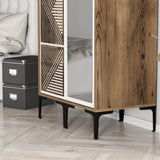 Kledingkasten - Kledingkast Kumsal PR Walnoot Wit Melamine 80x47,5x201,4 cm - Dimehouse