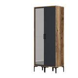 Kledingkasten - Kledingkast Kumsal RS Walnoot Antraciet Melamine 80x47,5x201,4 cm - Dimehouse