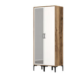 Kledingkasten - Kledingkast Kumsal RS Walnoot Wit Melamine 80x47,5x201,4 cm - Dimehouse
