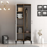 Garderobe Kumsal RR Valnød Hvid Melamin 80x47,5x201,4 cm