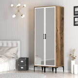 Garderobe Kumsal RR Valnød Hvid Melamin 80x47,5x201,4 cm