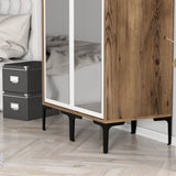 Garderobe Kumsal RR Valnød Hvid Melamin 80x47,5x201,4 cm