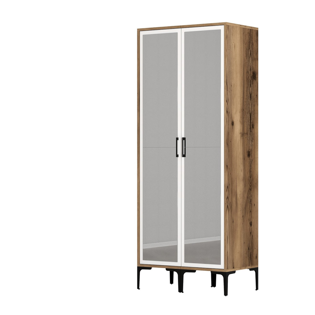 Garderobe Kumsal RR Valnød Hvid Melamin 80x47,5x201,4 cm