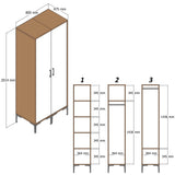 Garderobe Kumsal RR Valnød Hvid Melamin 80x47,5x201,4 cm