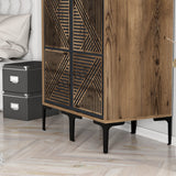 Kledingkasten - Kledingkast Kumsal PP Walnoot Antraciet Melamine 80x47,5x201,4 cm - Dimehouse