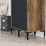 Kledingkasten - Kledingkast Kumsal SS Walnoot Antraciet Melamine 80x47,5x201,4 cm - Dimehouse