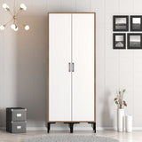 Kledingkasten - Kledingkast Kumsal SS Walnoot Wit Melamine 80x47,5x201,4 cm - Dimehouse