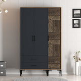 Garderobe Kumual PT Valnød Antracit Melamin 120x47,5x201,4 cm