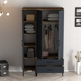 Garderobe Kumual PT Valnød Antracit Melamin 120x47,5x201,4 cm