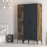 Garderobe Kumual PT Valnød Antracit Melamin 120x47,5x201,4 cm